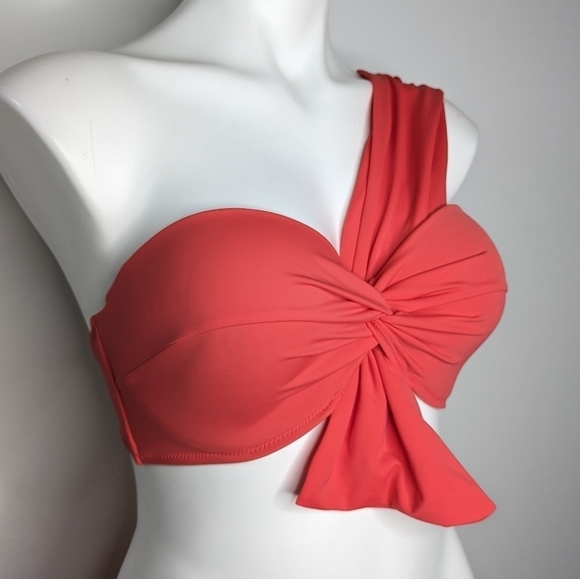 NWT Shade & Shore salmon one shoulder bikini top 34D - Picture 3 of 9